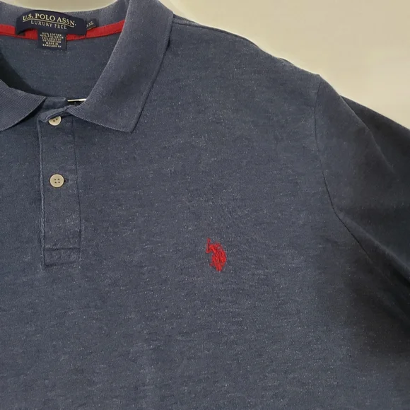 US Polo Assn short sleeve two button shirt Mens 2xl luxury feel blue shirt - Picture 2 of 5